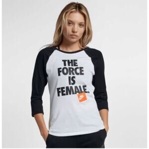 Nike The Force is Female 3/4 Sleeve Baseball T-Shirt Women's Size Medium